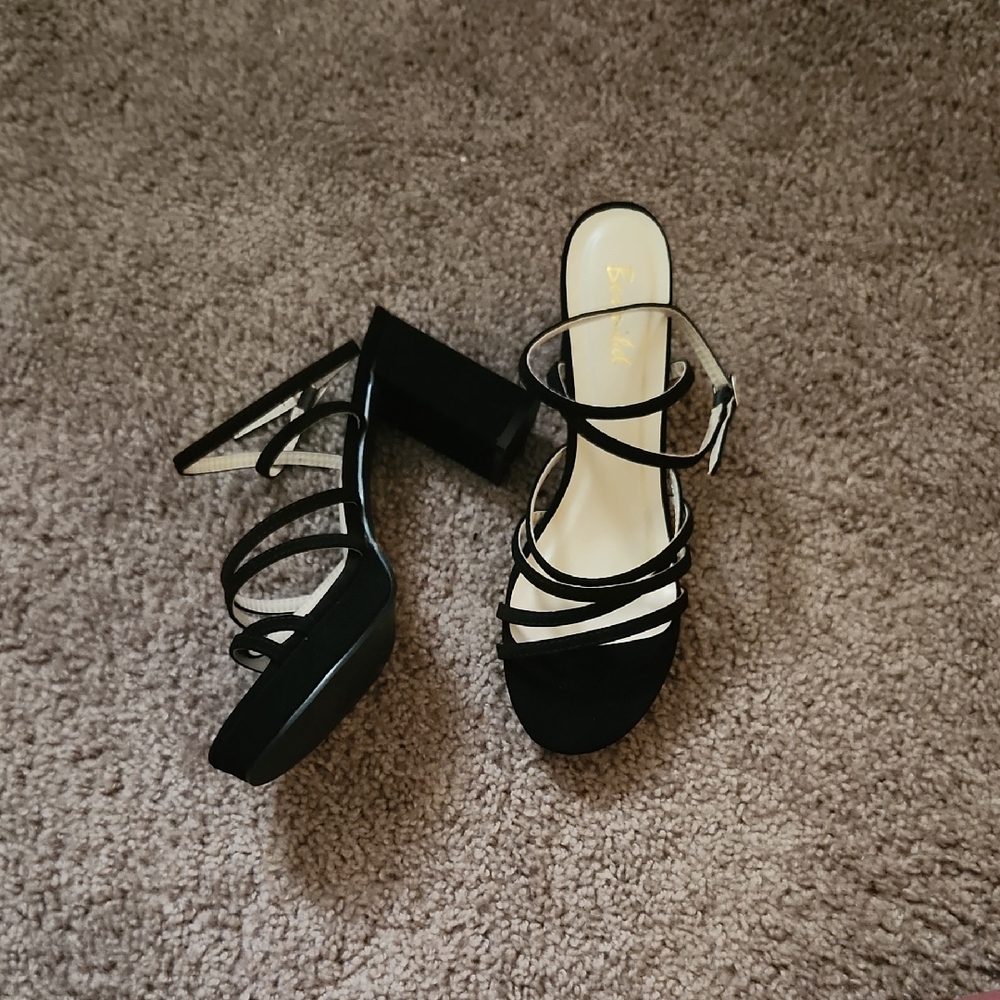 Black Strappy Heel Sandals